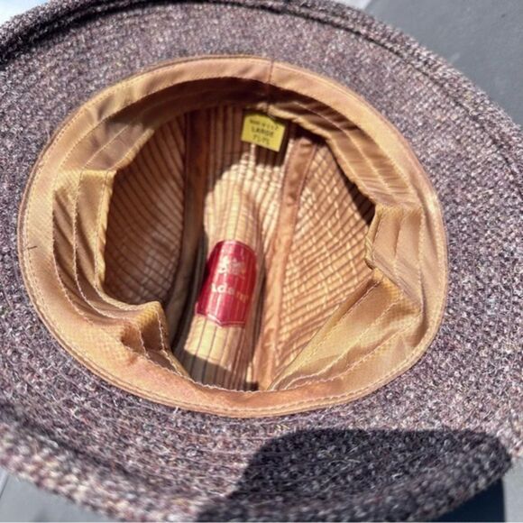 Vintage Adam New York wool hat fedora tweed feathers grandpacore neutral​ chic - Picture 5 of 5